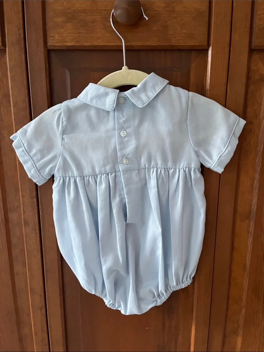 Carriage Boutique Light Blue Smocked Collar Dress with Nautical Embroidery